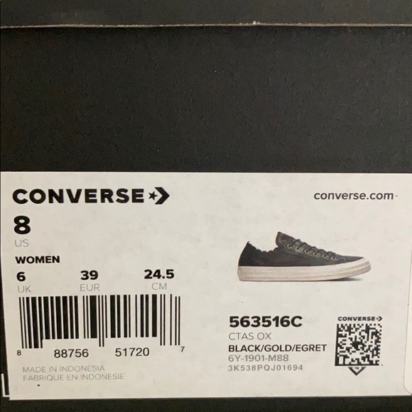 Converse Chuck Taylor Leather Low Top Black GoldW - Picture 8 of 8